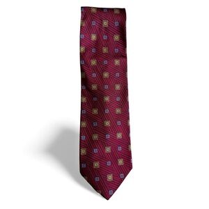 NWT Roberto Villini Collezione Men’s Silk Tie Burgundy Gold Blue Italian